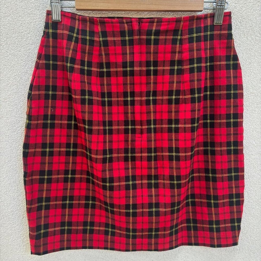 VINTAGE Red Plaid Mini Skirt by The Limited Size 8 - Picture 3 of 4